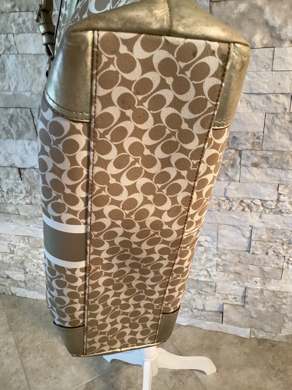 Coach Heritage Stripe Signature Diaper Bag